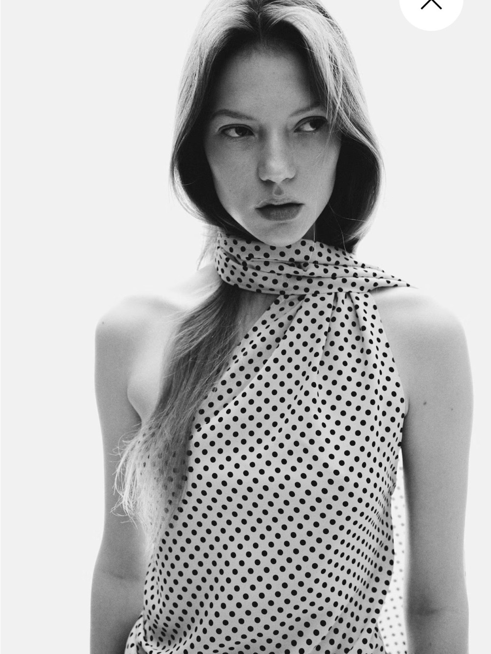 H&M Cream Polka Dot One-Shoulder Top with Black Dots - Picture 4 of 5
